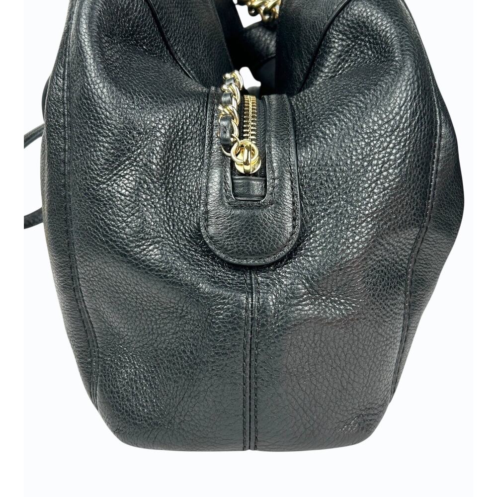 Coach Lexy Lexi Bag Purse F22210 Black Pebbled Leather Gold Tone Chain Handles - Picture 6 of 16